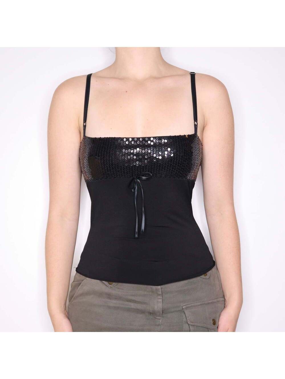 Y2K Italian Black Sequin Camisole (S)